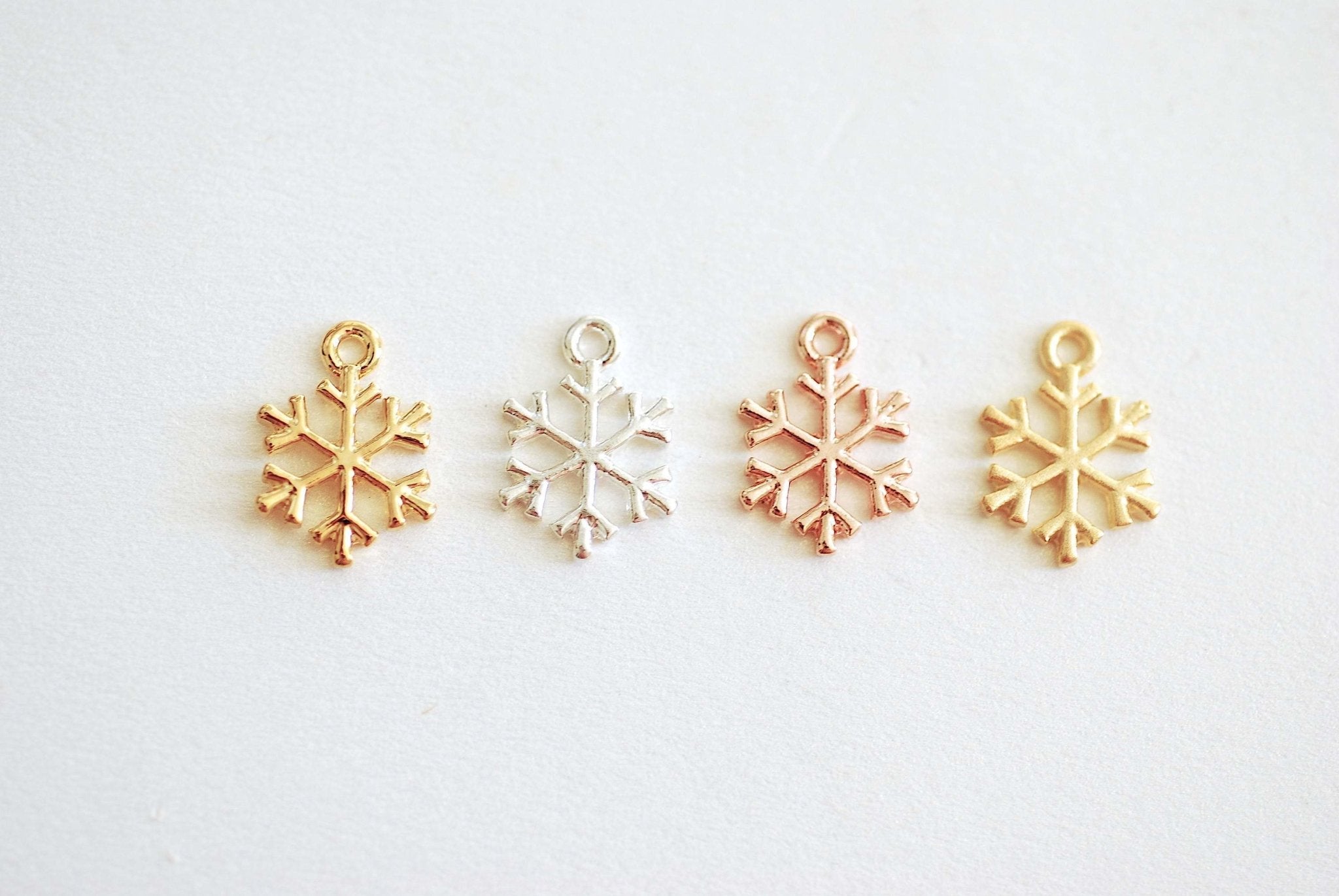 Snowflake Charm- Vermeil Gold 22k Gold plated 925 Sterling Silver, Rose Gold, Gold Snowflake Charm, Star Charm, christmas charm, Flower, 171 - HarperCrown