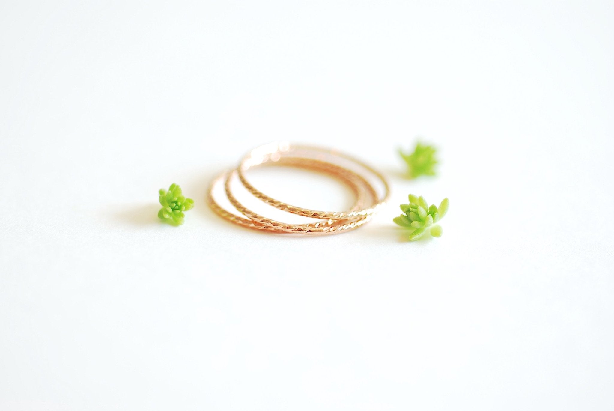 Sparkle 14k Rose Gold Filled Stacking Ring - simple everyday 14k rose gold fill thin knuckle midi ring, minimalist ring, dainty ring [3] - HarperCrown