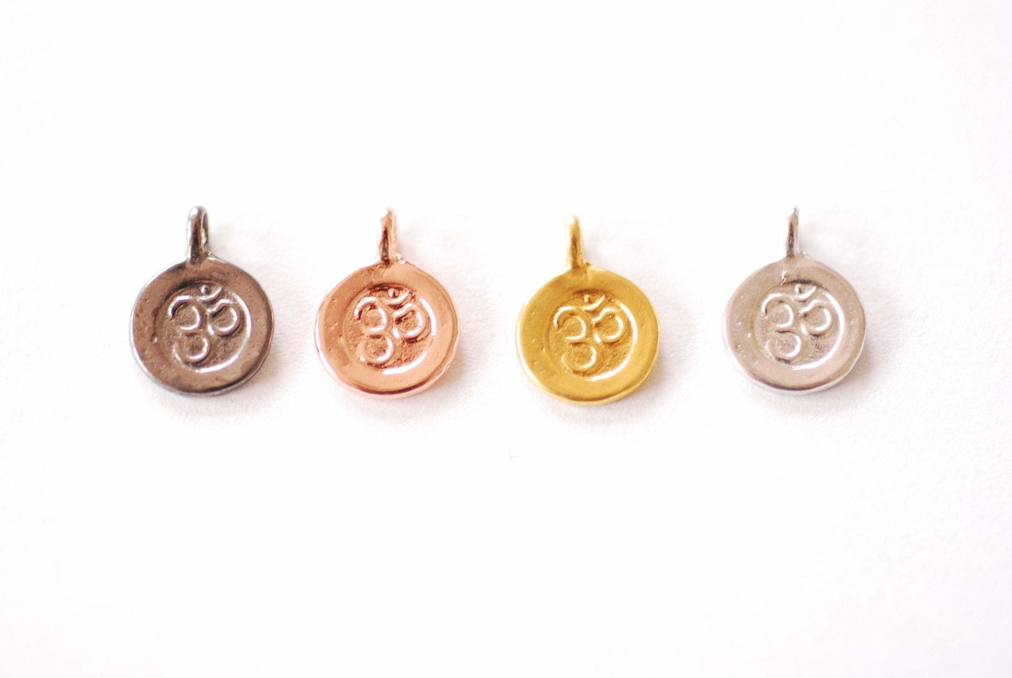 Spiritual Yoga Ohm Om Symbol Disc Charm | 18K Gold Plated Brass Meditation Symbol Yoga Buddhist Dangle Pendant HarperCrown Wholesale B291 - HarperCrown