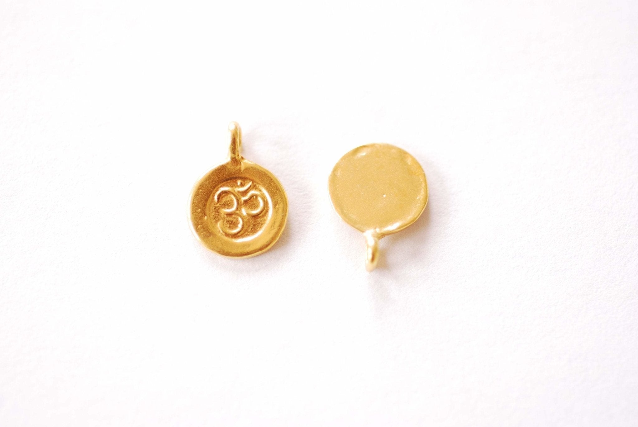 Spiritual Yoga Ohm Om Symbol Disc Charm | 18K Gold Plated Brass Meditation Symbol Yoga Buddhist Dangle Pendant HarperCrown Wholesale B291 - HarperCrown