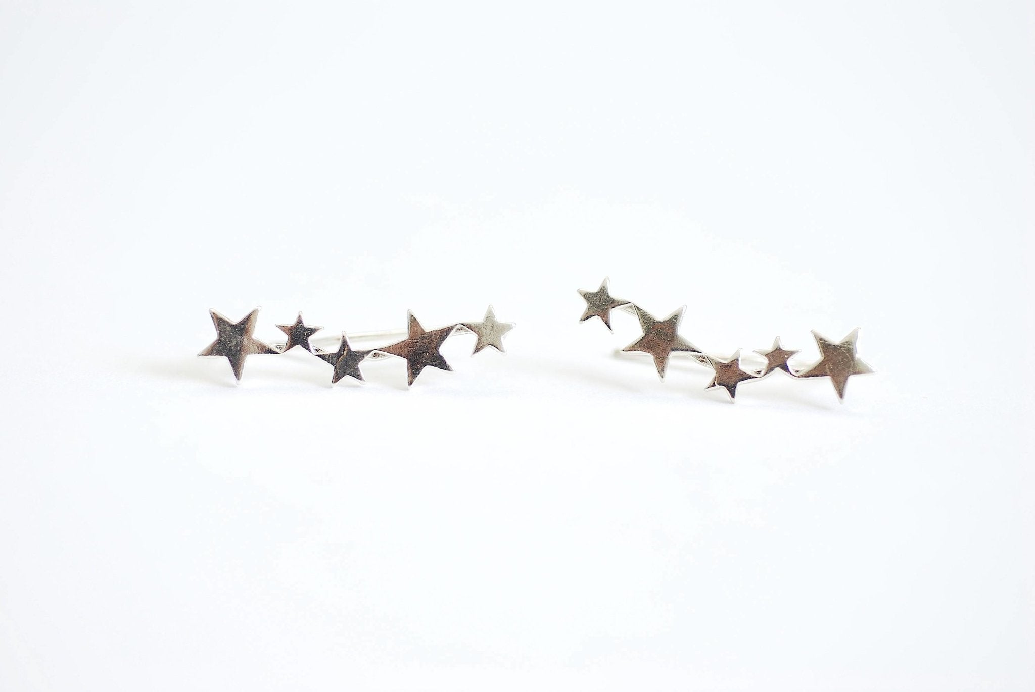 Star Ear Crawler Earrings- 925 Sterling Silver Ear Climbers, Cluster Star Earrings, ear pins, ear climber earrings, ear crawler earrings - HarperCrown