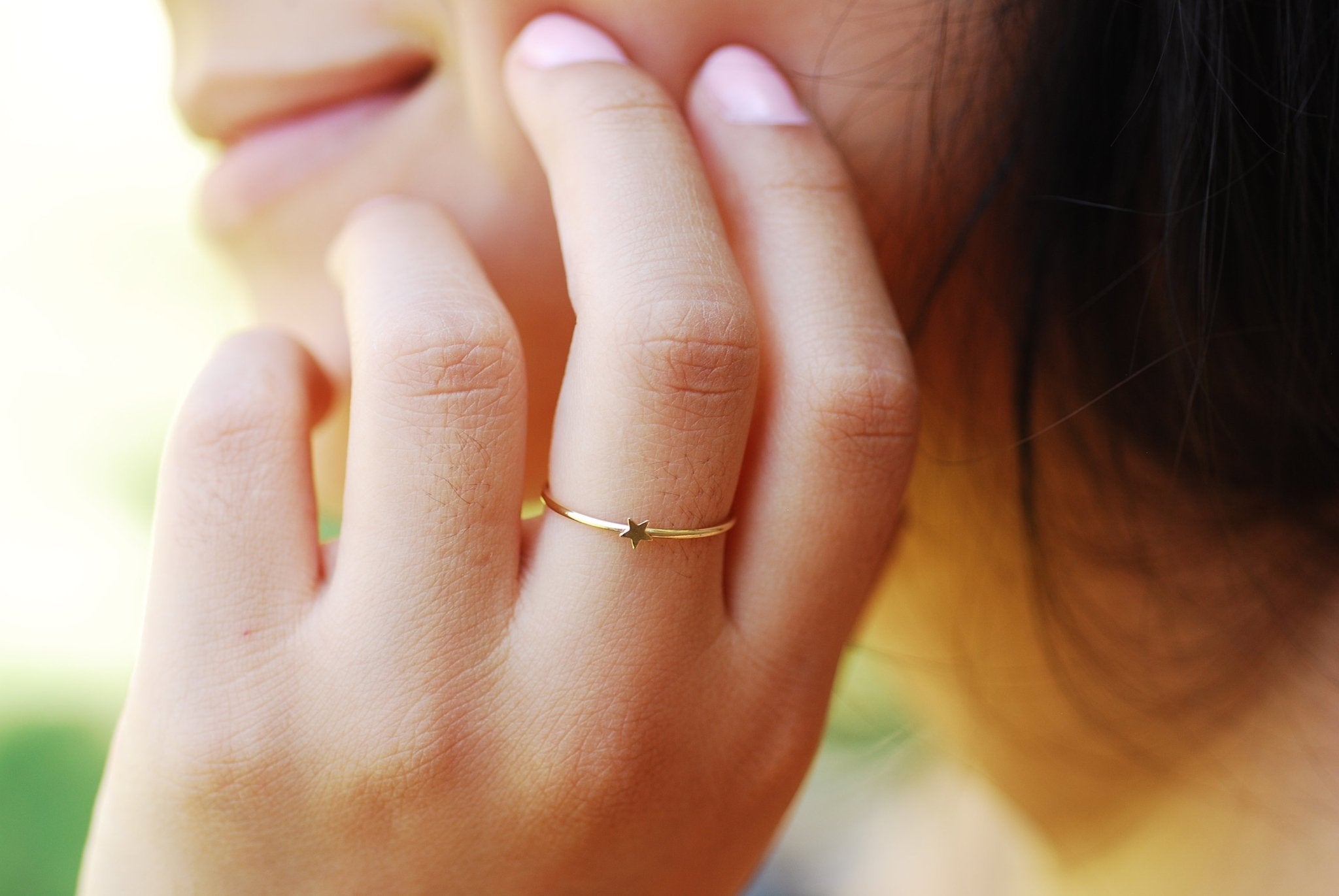 Star Stacking Ring 14k Gold Filled minimalist simple everyday thin knuckle ring, midi ring, Celestial Ring, Tiny Star, Gold Filled Ring [13] - HarperCrown