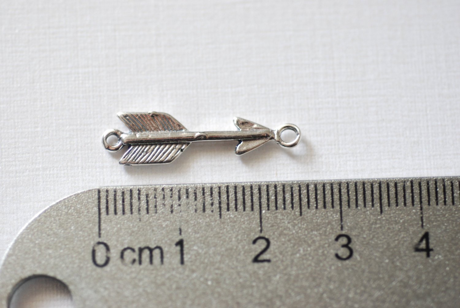 Sterling Silver Arrow Connector Charm- 925 Silver Arrow Charm Pendant, Silver Arrowhead Charm, Silver Feather tip charm, Wholesale Beads - HarperCrown