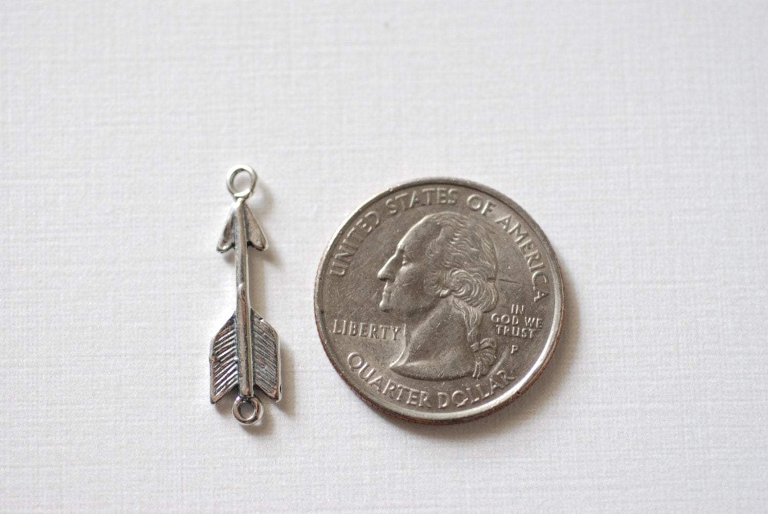 Sterling Silver Arrow Connector Charm- 925 Silver Arrow Charm Pendant, Silver Arrowhead Charm, Silver Feather tip charm, Wholesale Beads - HarperCrown