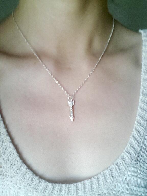 Sterling Silver Arrow Necklace with Crystals, Crystal Arrow Necklace, Arrow Pendant,Dainty Arrow Necklace,Silver Arrow - HarperCrown