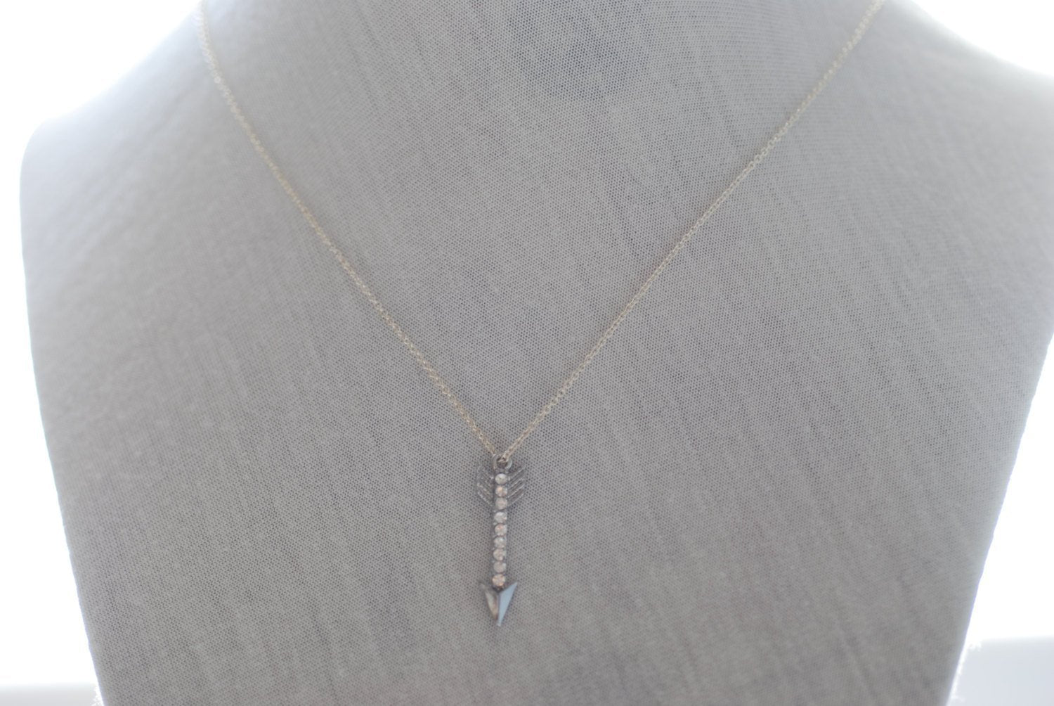 Sterling Silver Arrow Necklace with Crystals, Crystal Arrow Necklace, Arrow Pendant,Dainty Arrow Necklace,Silver Arrow - HarperCrown