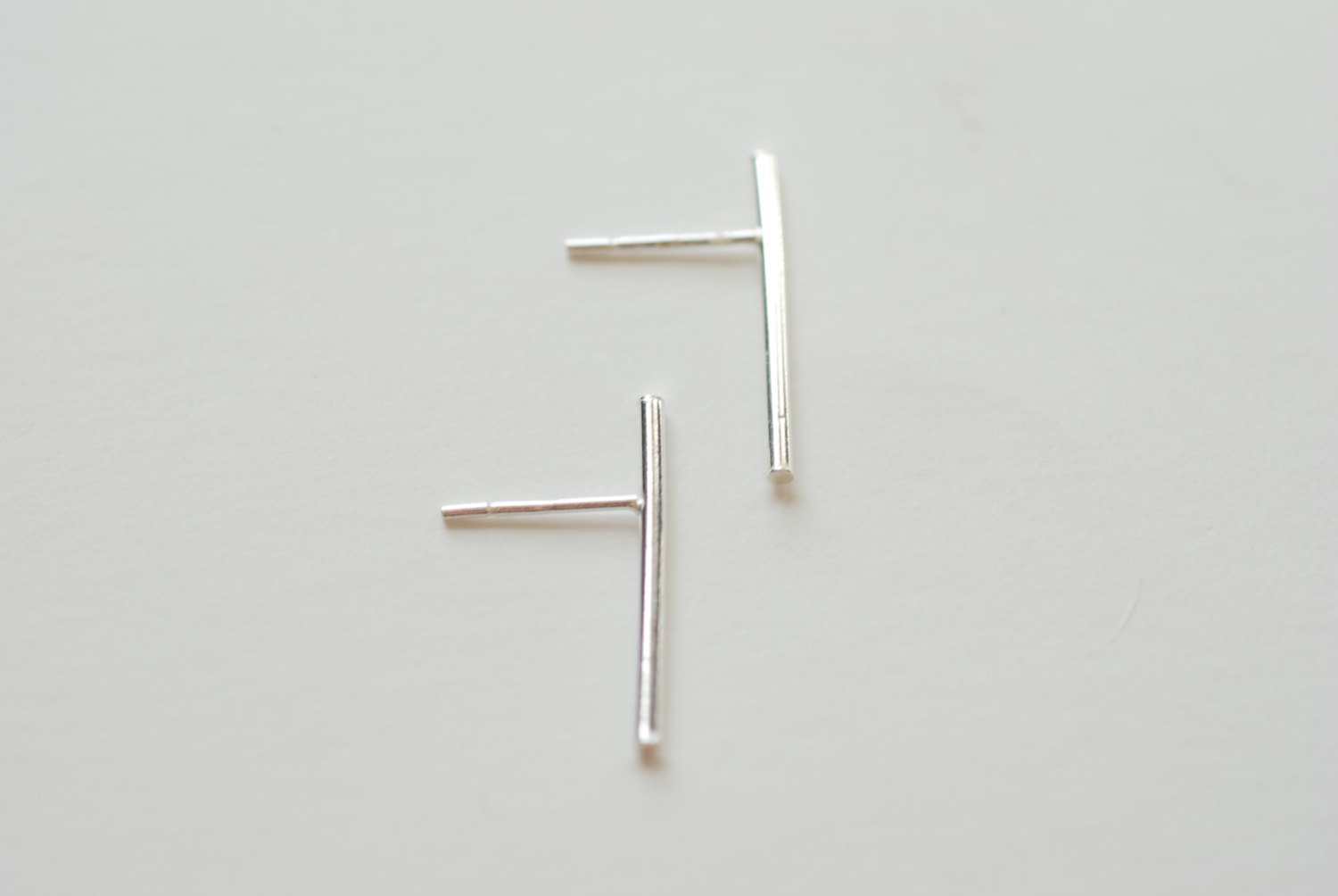 Sterling Silver Bar Earrings, Shiny Sterling Silver, Bar Stud Earrings, Line Earrings, Minimal Post Earrings, Sterling Silver Ear Climbers - HarperCrown