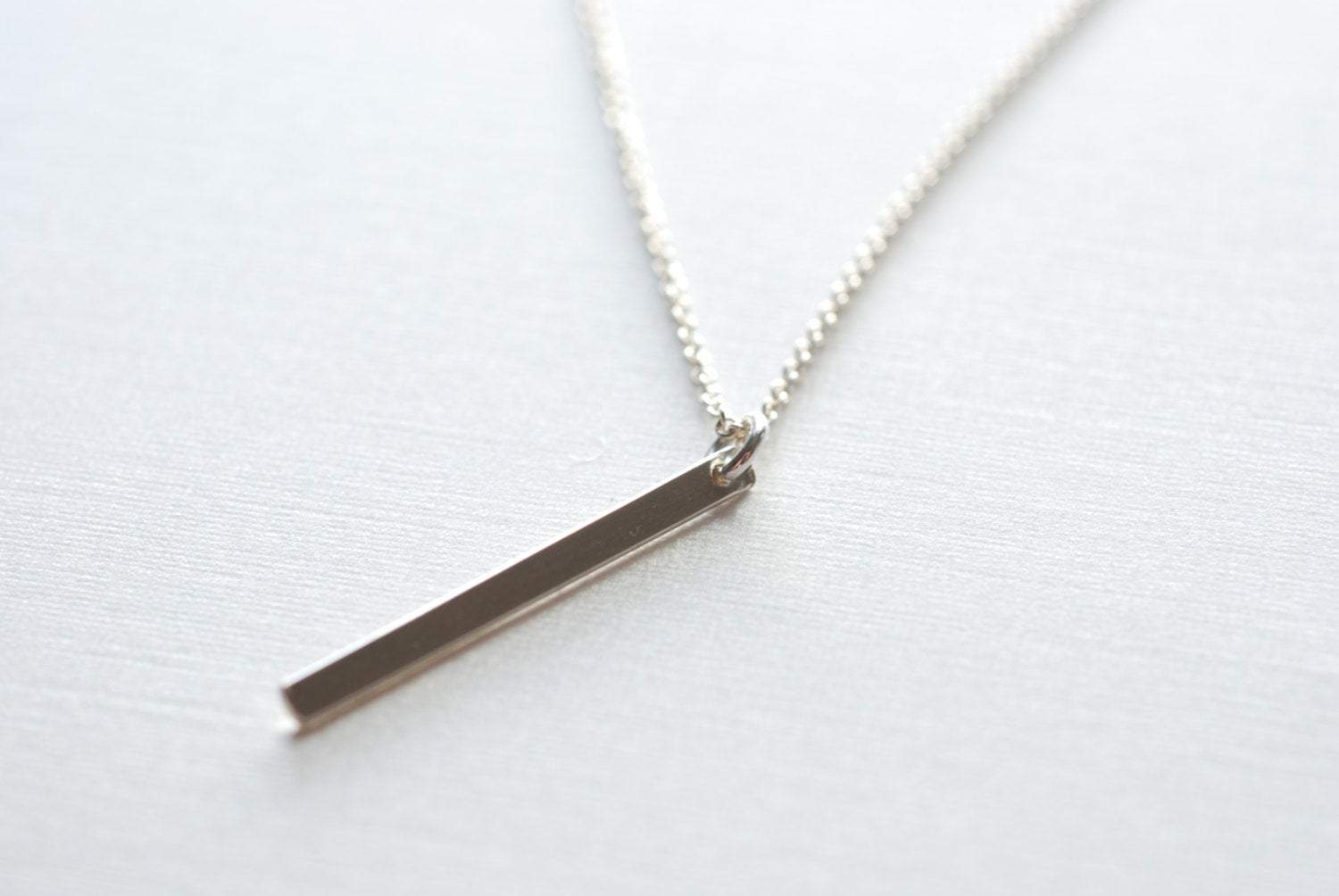 Sterling Silver Bar Necklace, Sterling Silver Stick Necklace, Sterling Silver Needle Necklace, Dainty Simple Necklace by HeirloomEnvy - HarperCrown