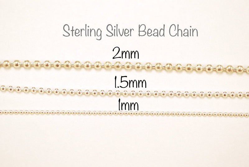 2mm Sterling Silver Bead Ball Chain Bracelet or Necklace 20 / Shiny Silver