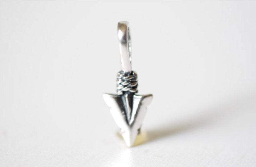 Sterling Silver Chevron Arrow Charm - 925 silver arrowhead charm, Sterling Silver Feather Tip Arrow Charm Pendant, Silver Triangle Chevron - HarperCrown