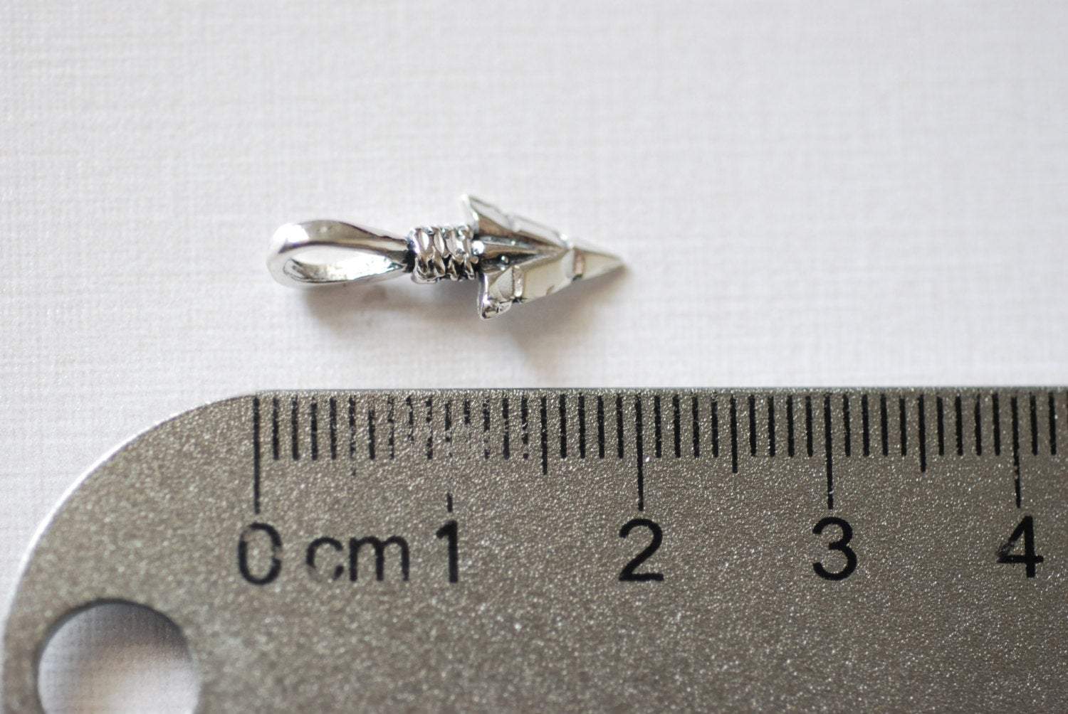 Sterling Silver Chevron Arrow Charm - 925 silver arrowhead charm, Sterling Silver Feather Tip Arrow Charm Pendant, Silver Triangle Chevron - HarperCrown