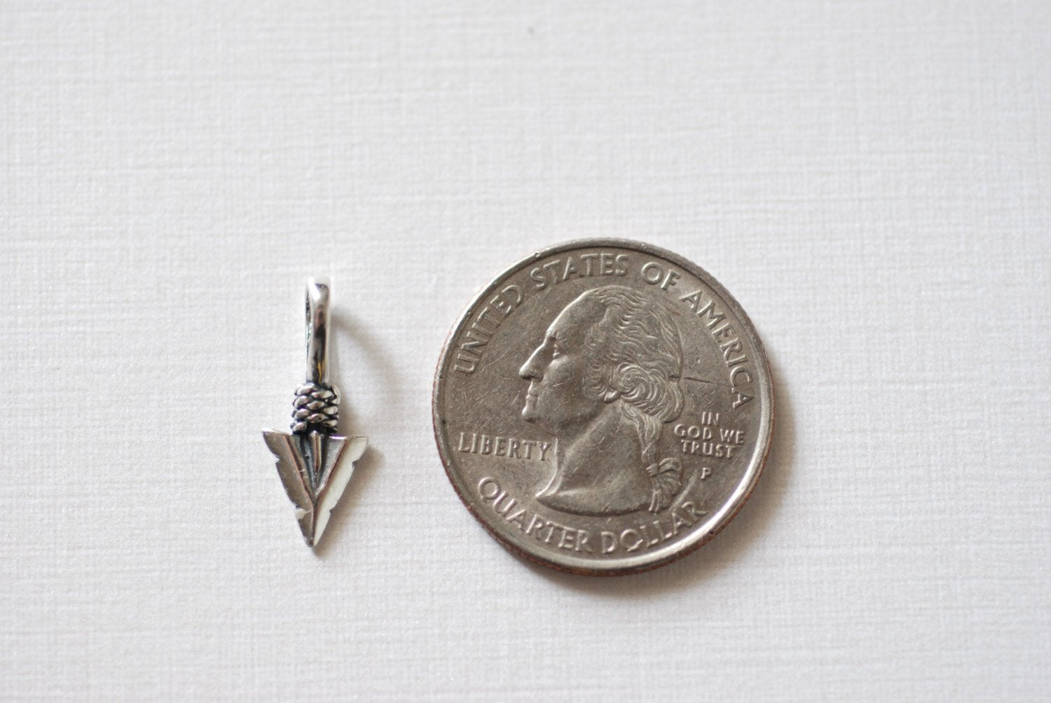 Sterling Silver Chevron Arrow Charm - 925 silver arrowhead charm, Sterling Silver Feather Tip Arrow Charm Pendant, Silver Triangle Chevron - HarperCrown