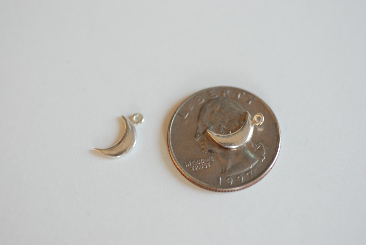 Sterling Silver Crescent Moon- 2 pcs Small Silver crescent moon, sterling silver moon, Silver or Gold Half moon charms, 24 - HarperCrown