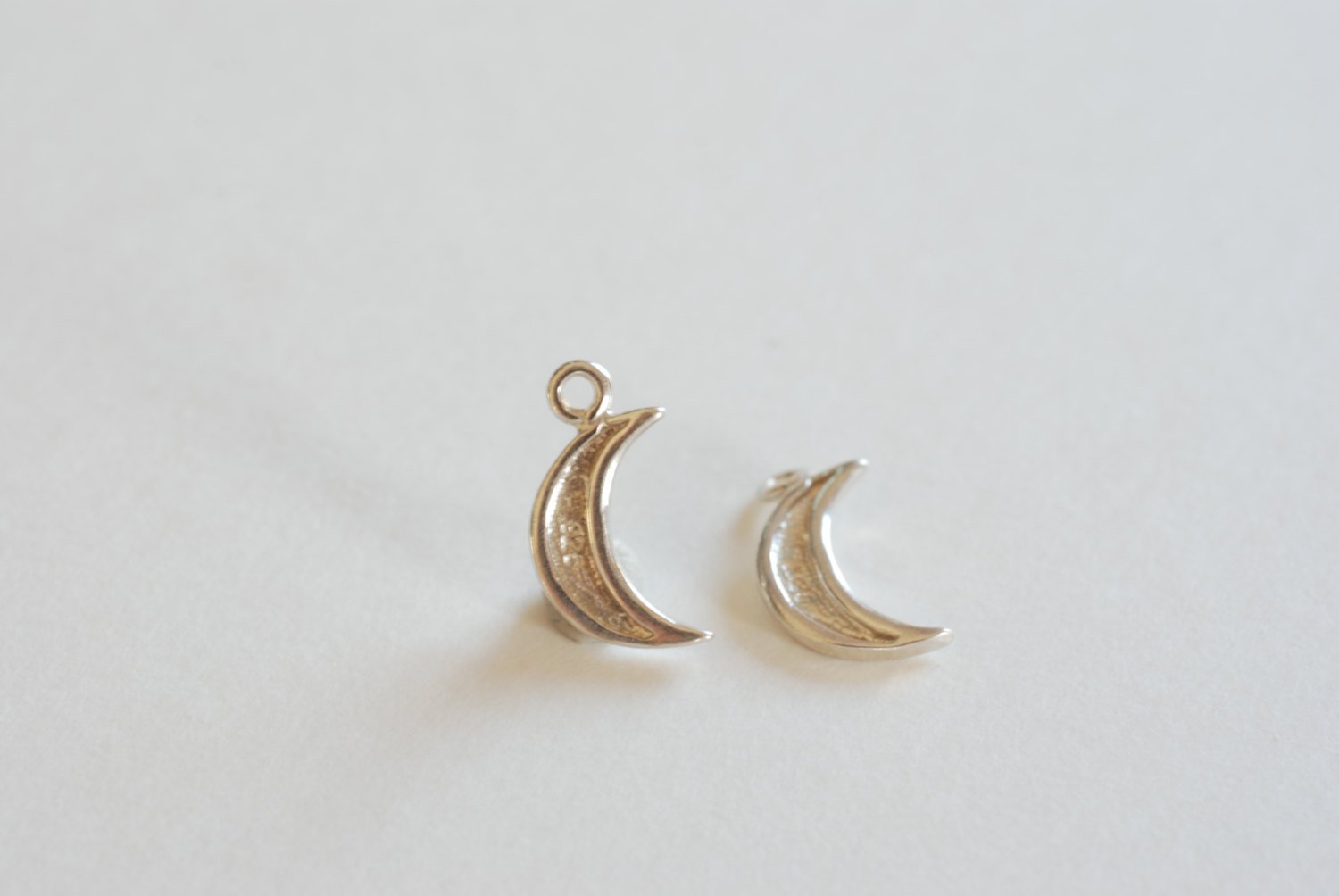 Sterling Silver Crescent Moon- 2 pcs Small Silver crescent moon, sterling silver moon, Silver or Gold Half moon charms, 24 - HarperCrown