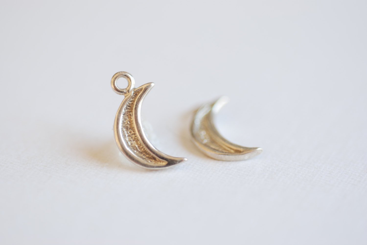 Sterling Silver Crescent Moon- 2 pcs Small Silver crescent moon, sterling silver moon, Silver or Gold Half moon charms, 24 - HarperCrown