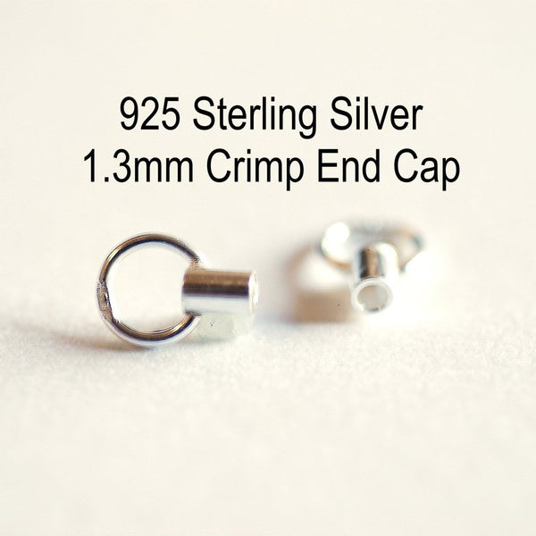 Sterling Silver Crimp End Cap with closed ring inside diameter 1.3mm,l –  HarperCrown