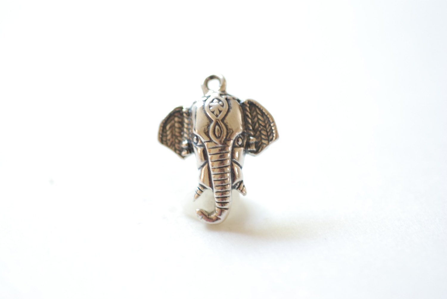 Sterling Silver Elephant Head Charm - 925 sterling silver, animal pendant, lucky elephant charm, Silver Small Elephant Pendant, Safari, 139 - HarperCrown