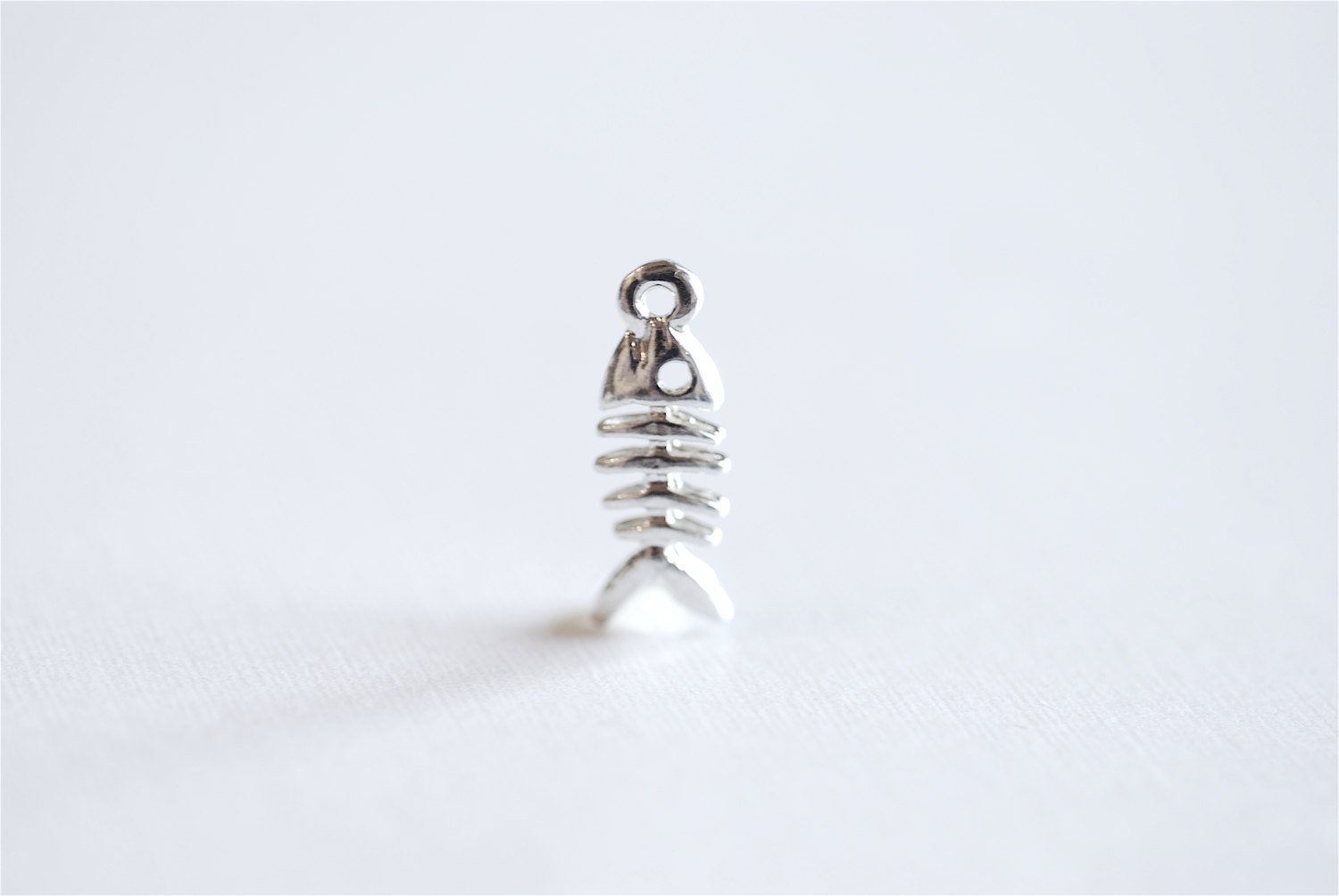 Sterling Silver Fish Skeleton Charm Pendant- 925 Stamp Sterling Silver Sea life charm, Silver Fish, School of Fish, Gold Fish Charm, 299 - HarperCrown