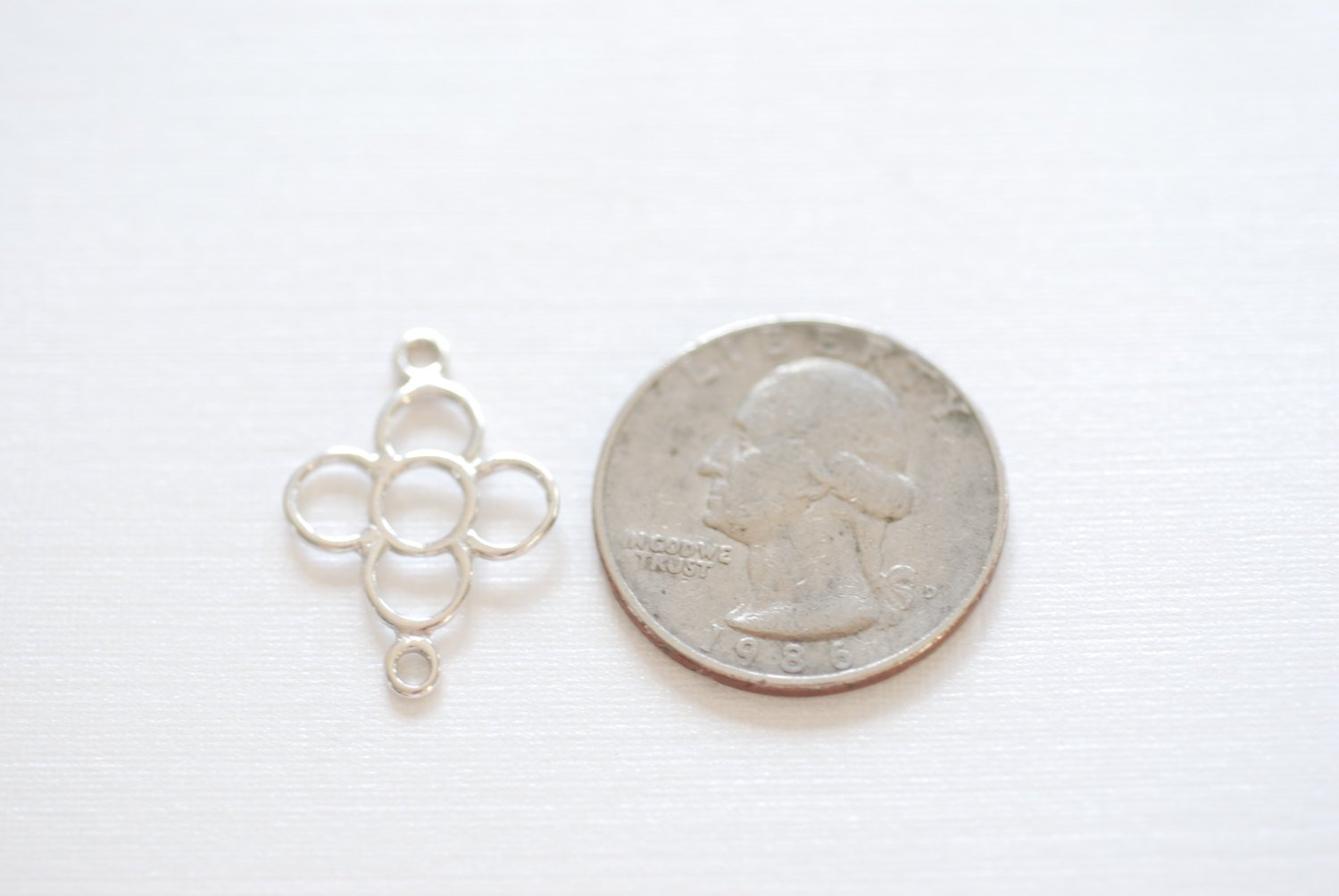 Sterling Silver Flower Connector, 925 Silver Quatrefoil Connector Charm, Four Leaf Clover, Silver Flower, Daisy, Flower with Petals, Link,78 - HarperCrown