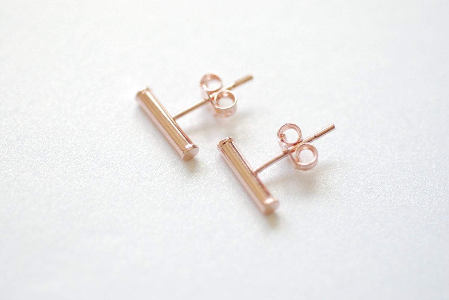 Sterling Silver, Gold, Rose Gold, Bar Earrings, Bar Stud Earrings, Line Earrings, Minimal Post Earrings, Ear Climbers, earring ear crawlers - HarperCrown