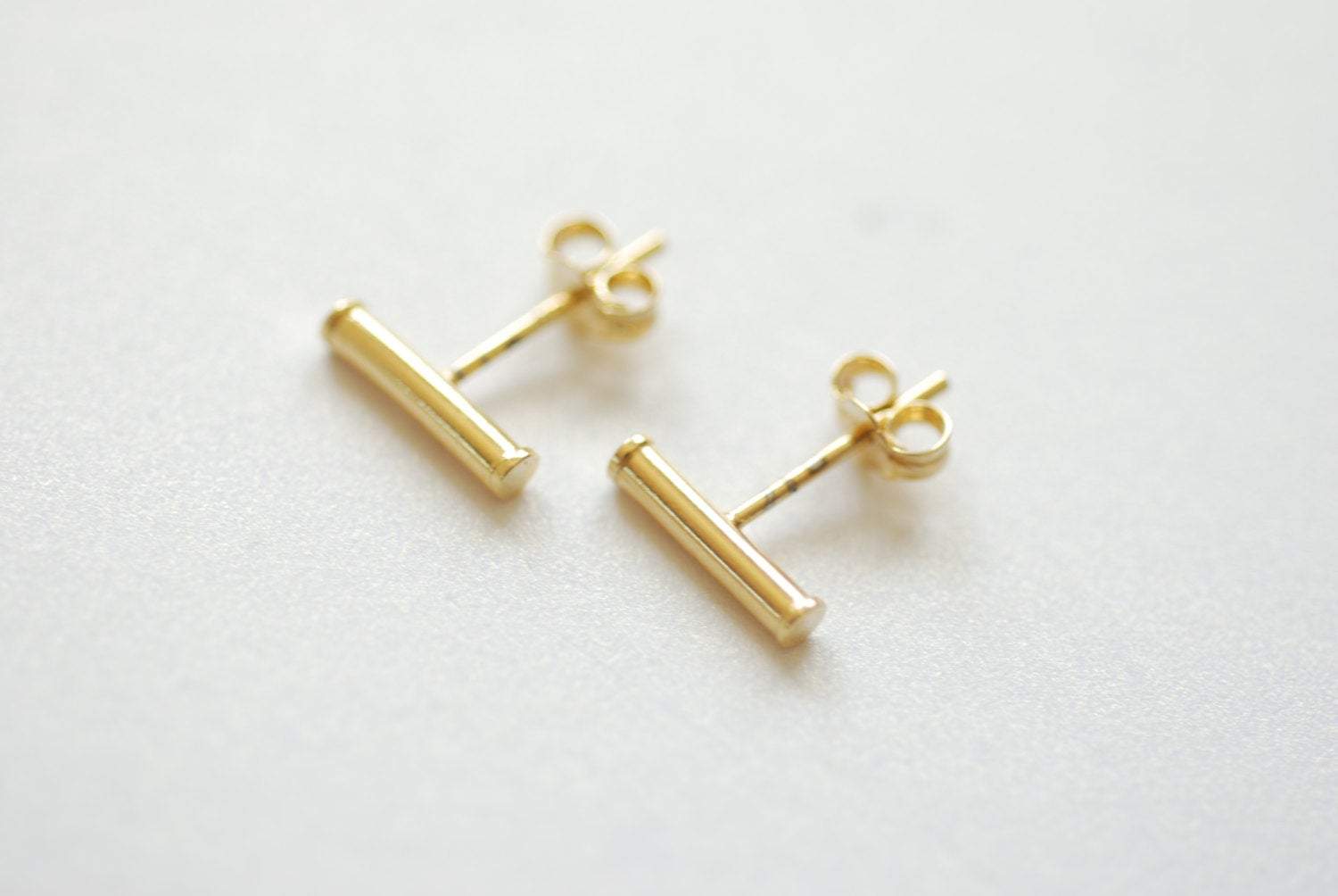 Sterling Silver, Gold, Rose Gold, Bar Earrings, Bar Stud Earrings, Line Earrings, Minimal Post Earrings, Ear Climbers, earring ear crawlers - HarperCrown