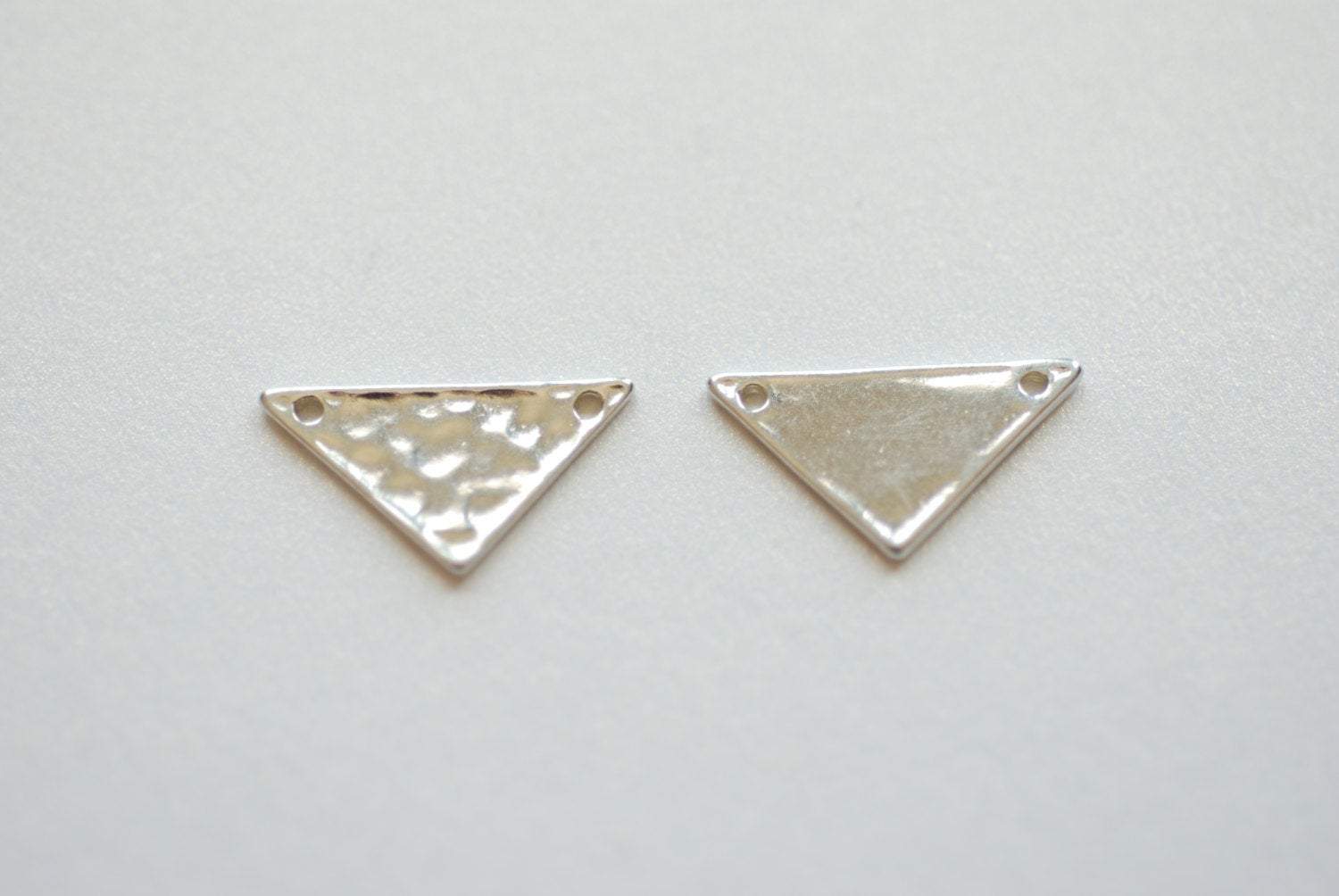 Sterling Silver Hammered Geometrical Triangle Connector Charm - 925 Silver, textured flat isosceles, Silver Triangle Charm, Wholesale - HarperCrown