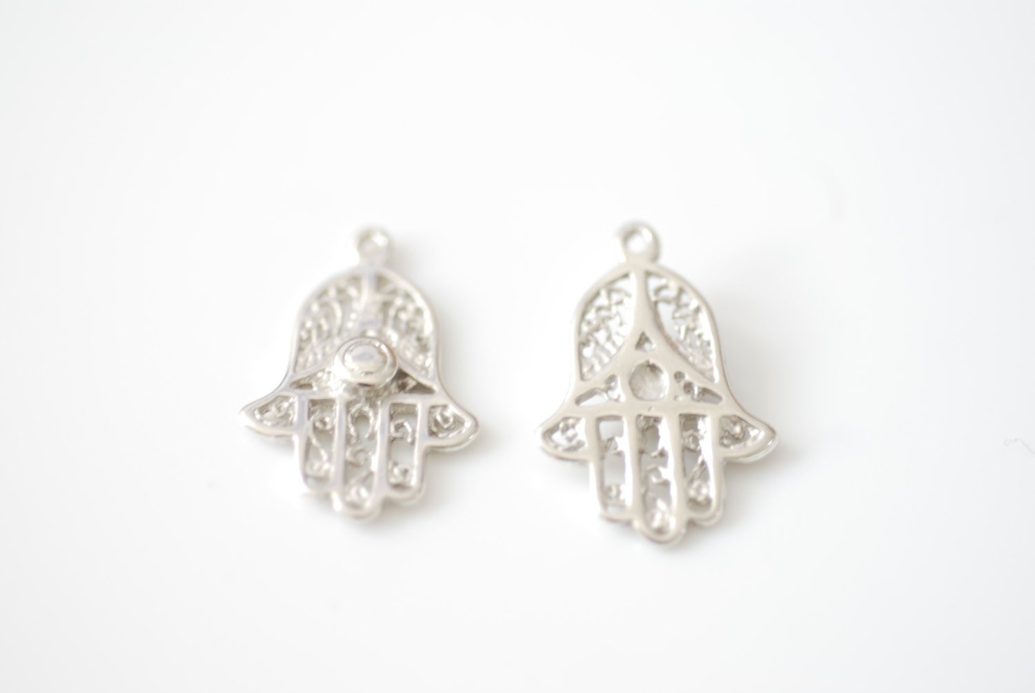 Sterling Silver Hamsa Hand- 925 Sterling silver hamsa hand charm, vermeil hamsa hand, hamsa hand, shiny gold hamsa hand, silver hand, 74 - HarperCrown