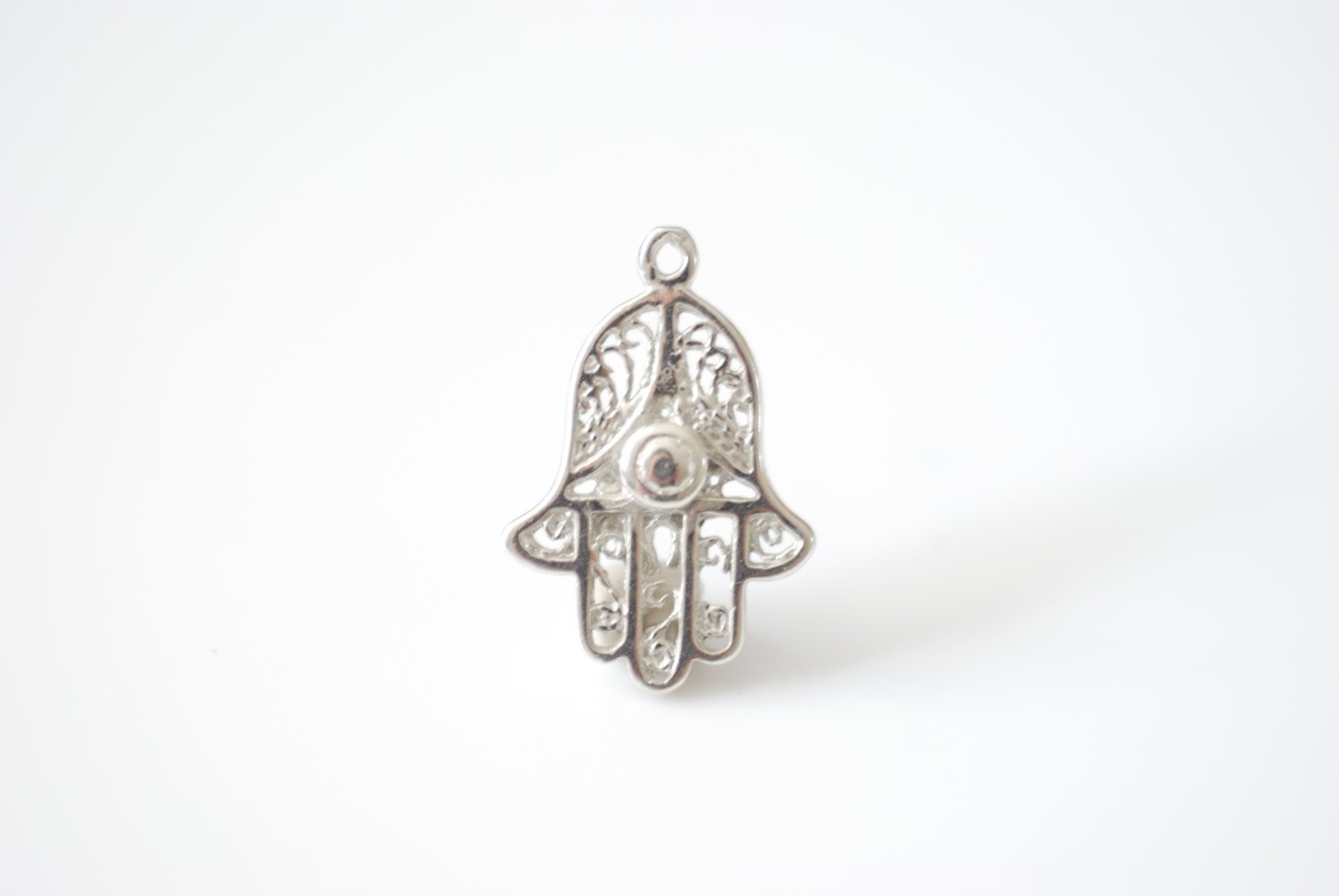 Sterling Silver Hamsa Hand- 925 Sterling silver hamsa hand charm, vermeil hamsa hand, hamsa hand, shiny gold hamsa hand, silver hand, 74 - HarperCrown