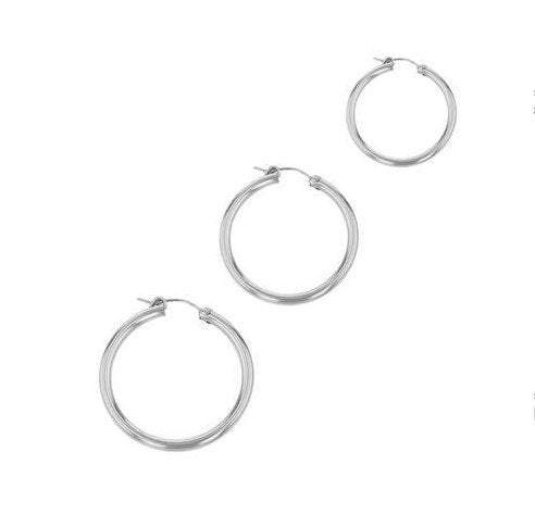 Sterling Silver Hoop Flex Earring - 12mm, 14mm, 18mm, 20mm, 30mm, 40mm, 50mm, 60mm, 70mm Hoops, 925 Sterling Silver Earring, Huggie Hoops - HarperCrown