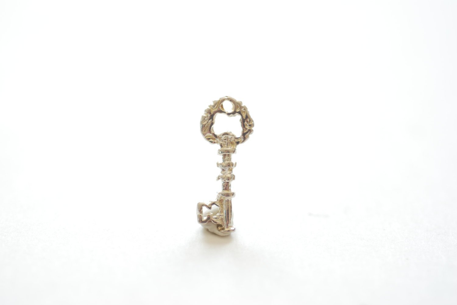 Sterling Silver Key Charm- 925 Silver Key Charm, Key to my heart, Silver Lock and Key Charm Pendant, Silver Key Connector, Skeleton Key, 109 - HarperCrown