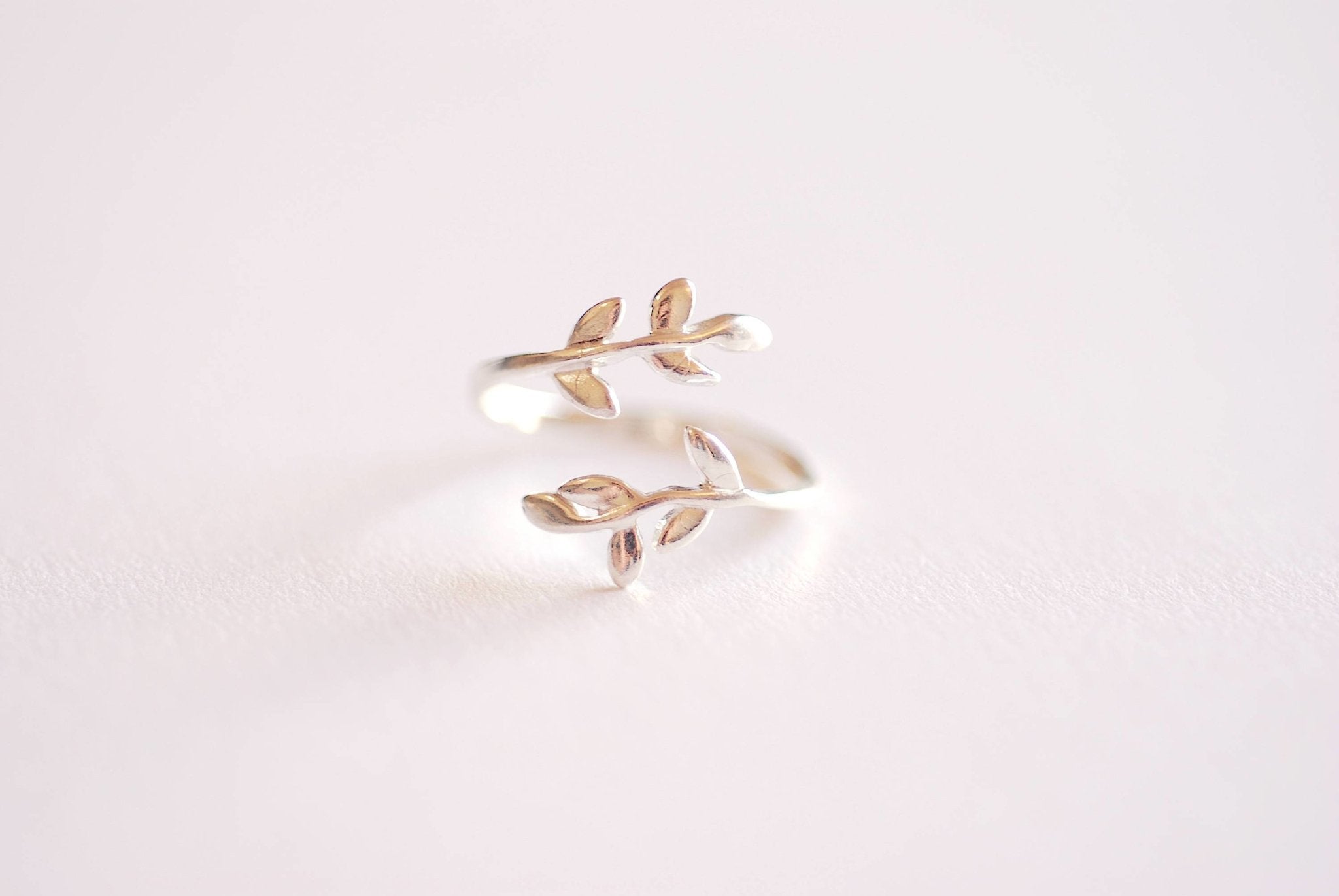 Sterling Silver Leaf Branch Ring, Gold Leaf Ring, Rose Gold Leaf Ring. Layering Ring, Vine Ring, Laurel Ring, Nature Jewelry, twig ring - HarperCrown