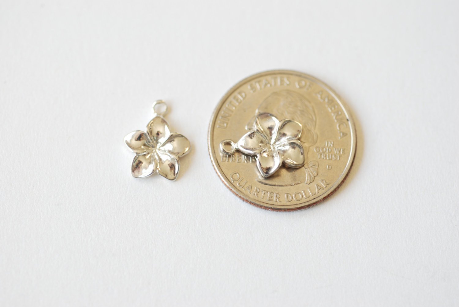 Sterling Silver Plumeria Hawaiian Flower Charm - 925 silver, tropical flower pendant, Small Hibiscus Plumeria Charm, Silver Hawaiian Flower - HarperCrown