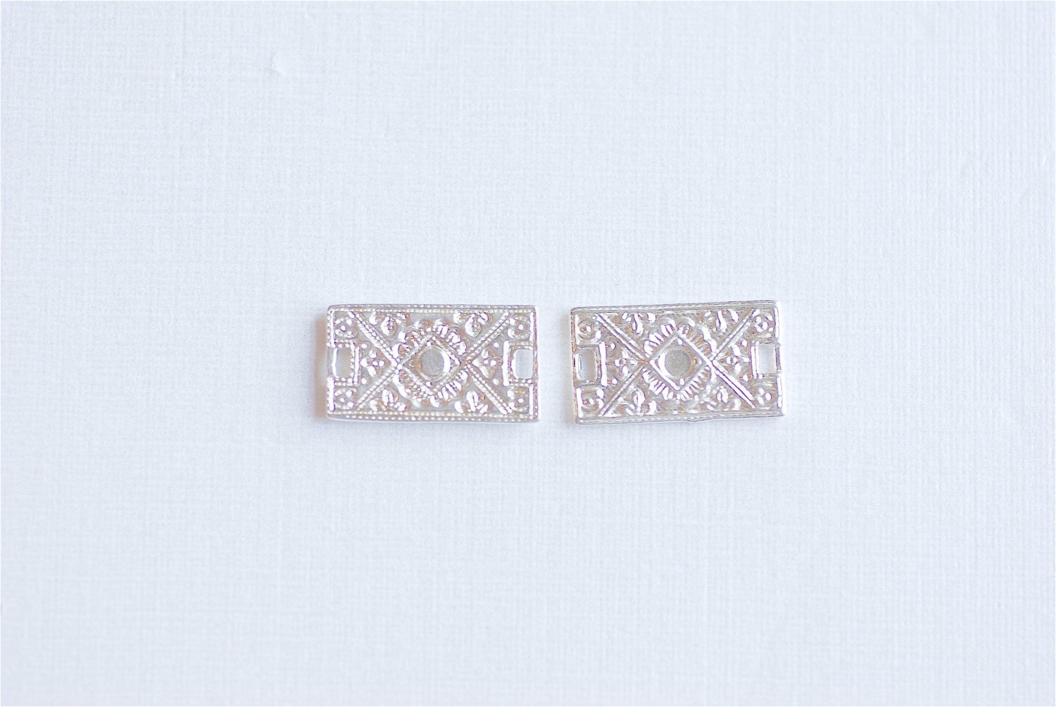 Sterling Silver Rectangle Bar Connector Charm- 925 Silver Filigree Bar Connector, Link, Spacer, Silver Bar with intricate Detail, Pattern,81 - HarperCrown