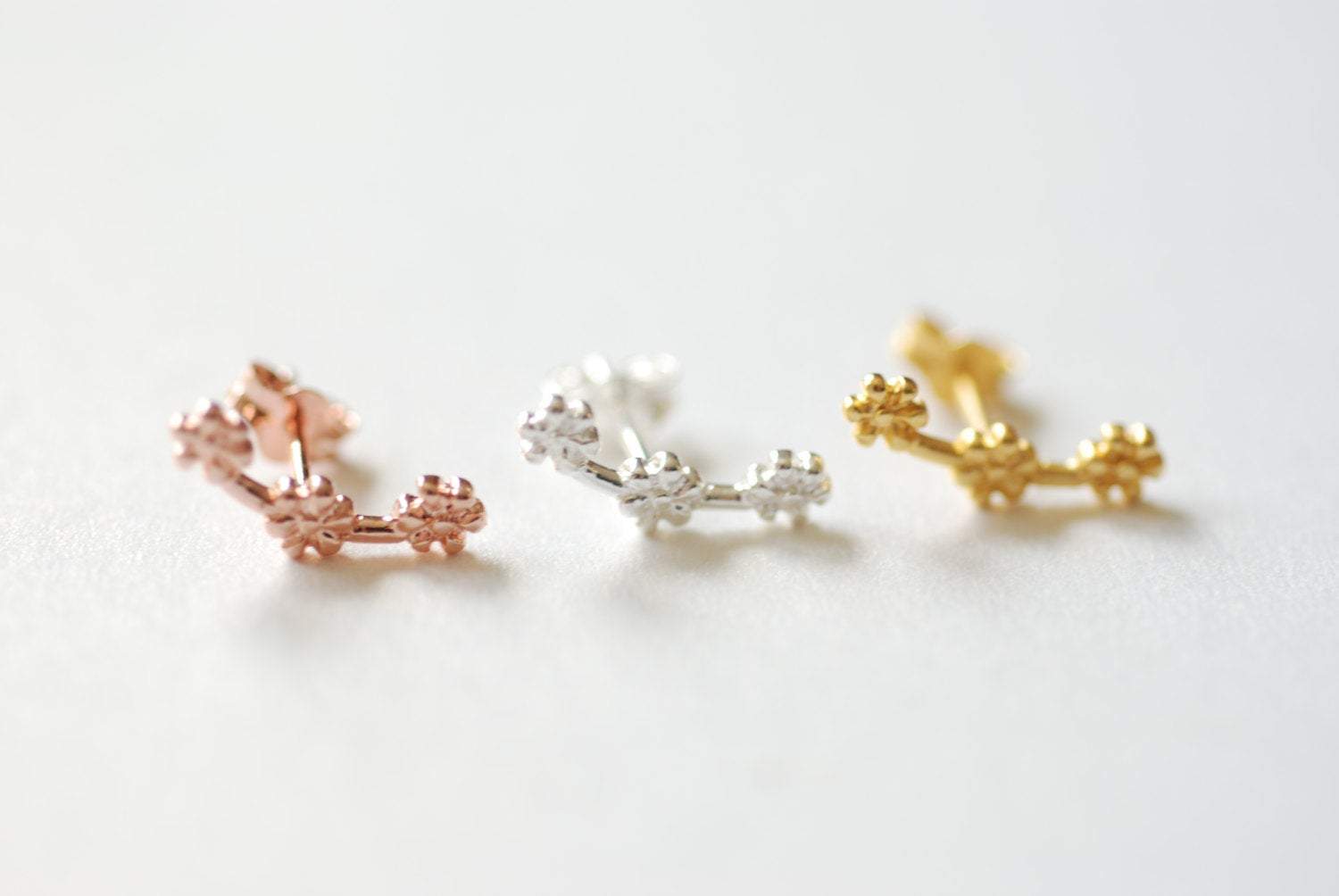 Sterling Silver, Rose Gold, Gold,ear crawler,ear pins, ear climber, ear climber earrings, ear crawler earrings, ear jacket earring,ear sweep - HarperCrown