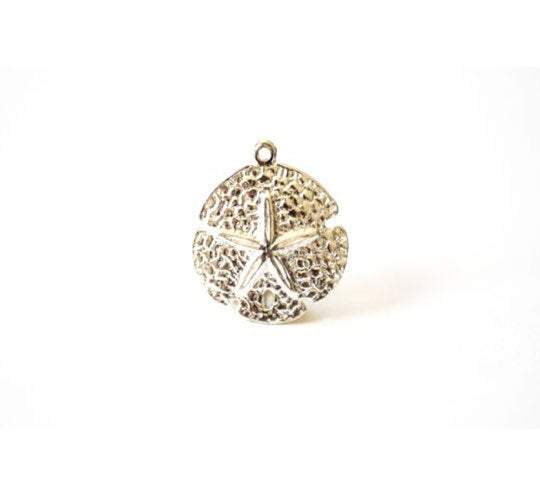 Sterling Silver Sand Dollar Charm- 925 Silver Starfish Sand Dollar, Nautical Beach themed Charms Wholesale, Sterling Silver Charms, 134 - HarperCrown