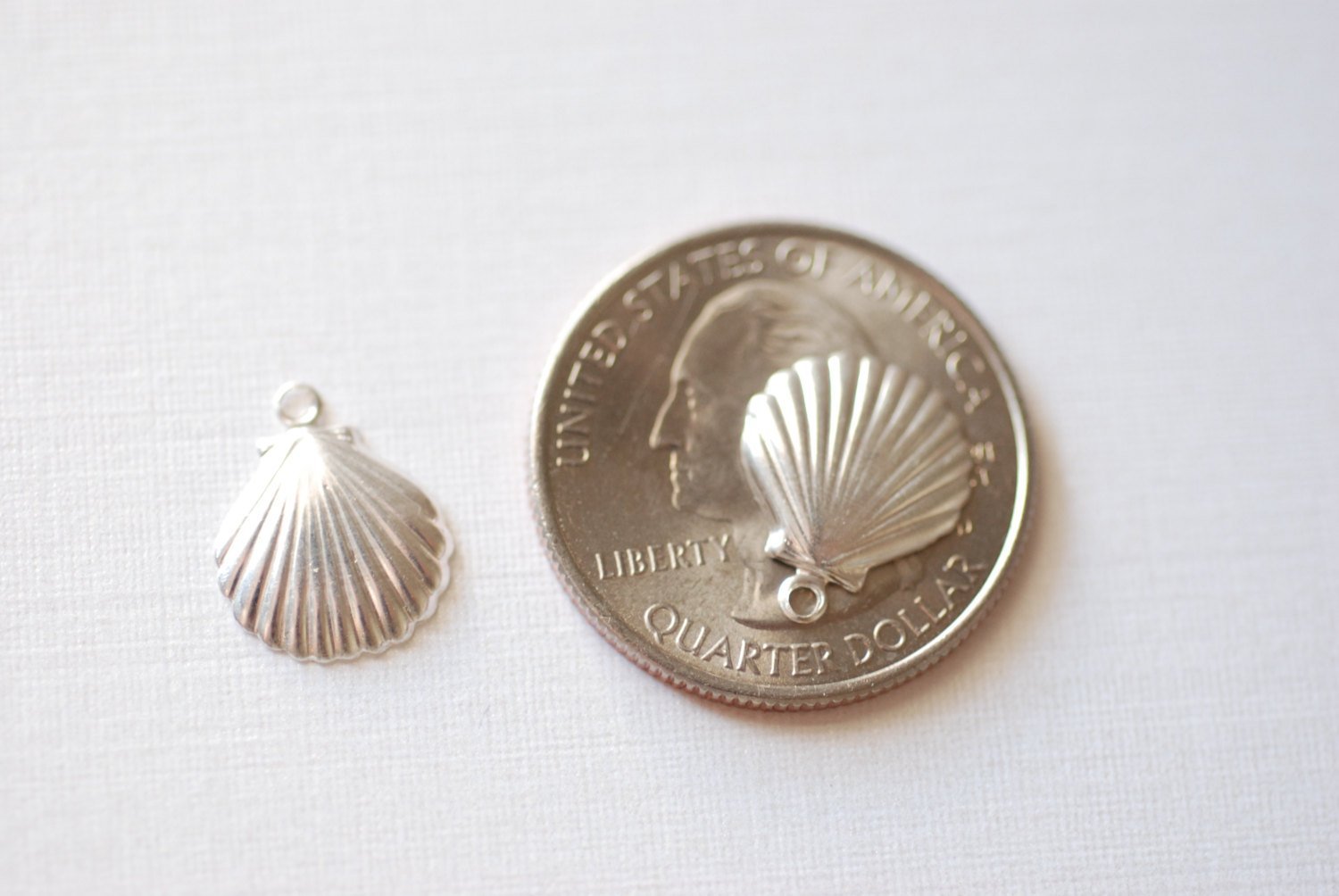 Sterling Silver Scallop Clam shell, sea life nautical beach charm, Wholesale Beach Charms - HarperCrown