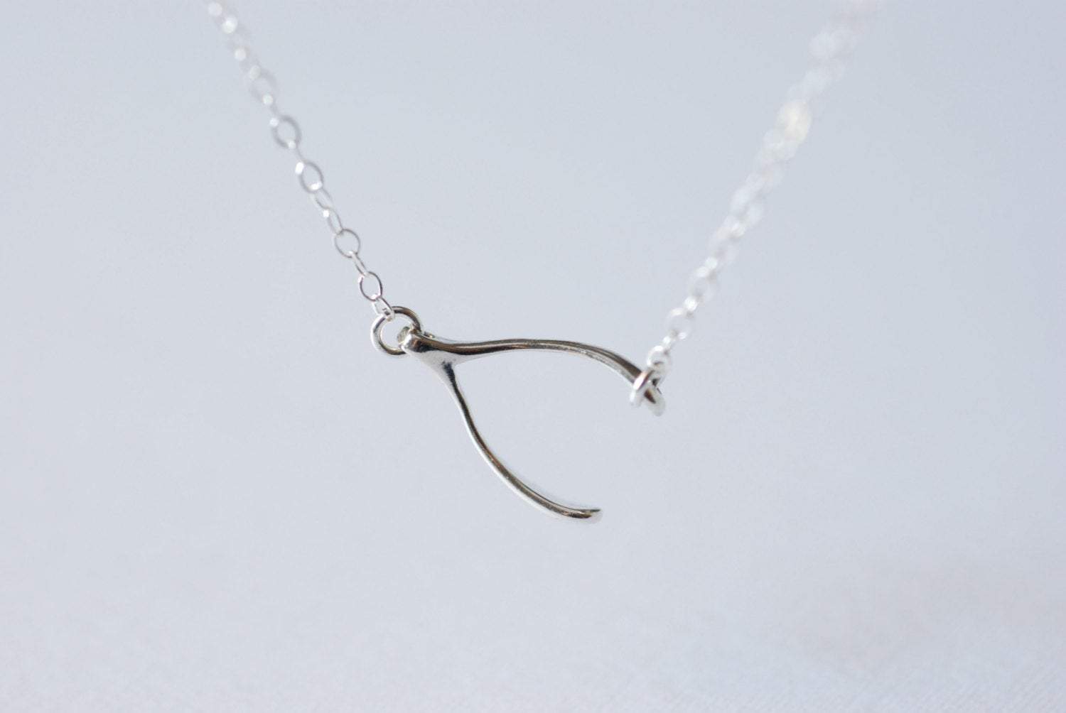 Sterling Silver Sideways Wishbone Necklace - 925 Sterling Silver Wishbone Necklace, Silver Wishbone Necklace, Simple Dainty Jewelry - HarperCrown
