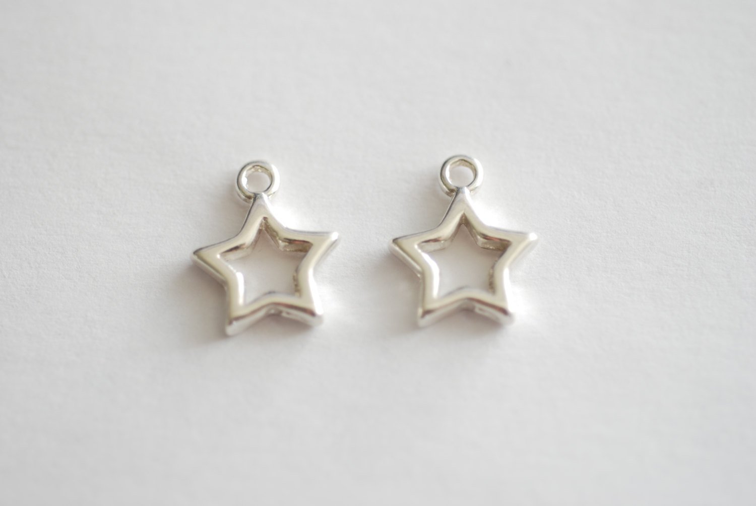 Sterling Silver Star Charm, 925 Silver Open Star Charm, Gold Open Star, Star Connector Link, Shooting Star, Silver Star Charm, Star Pendant - HarperCrown