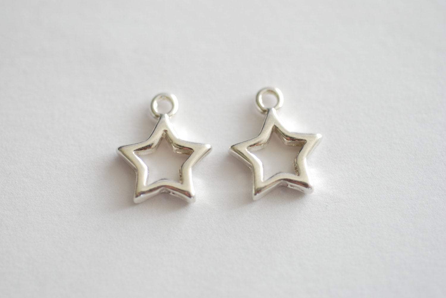 Sterling Silver Star Charm, 925 Silver Open Star Charm, Gold Open Star, Star Connector Link, Shooting Star, Silver Star Charm, Star Pendant - HarperCrown