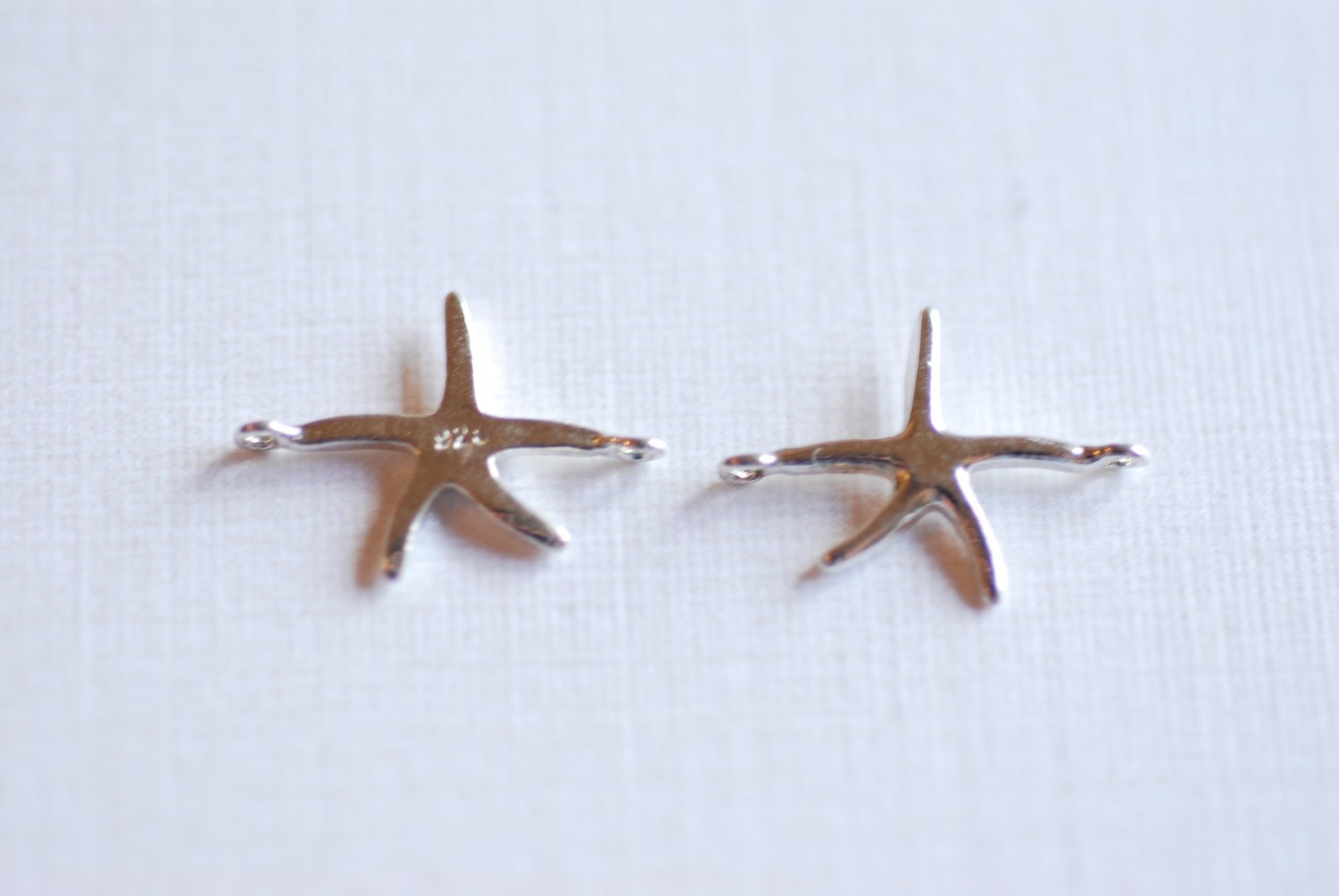 Sterling Silver Starfish Connector Charm- 925 Silver Stamped Starfish Charm Pendant, Sterling Silver Starfish Connector Link Spacer, 283 - HarperCrown