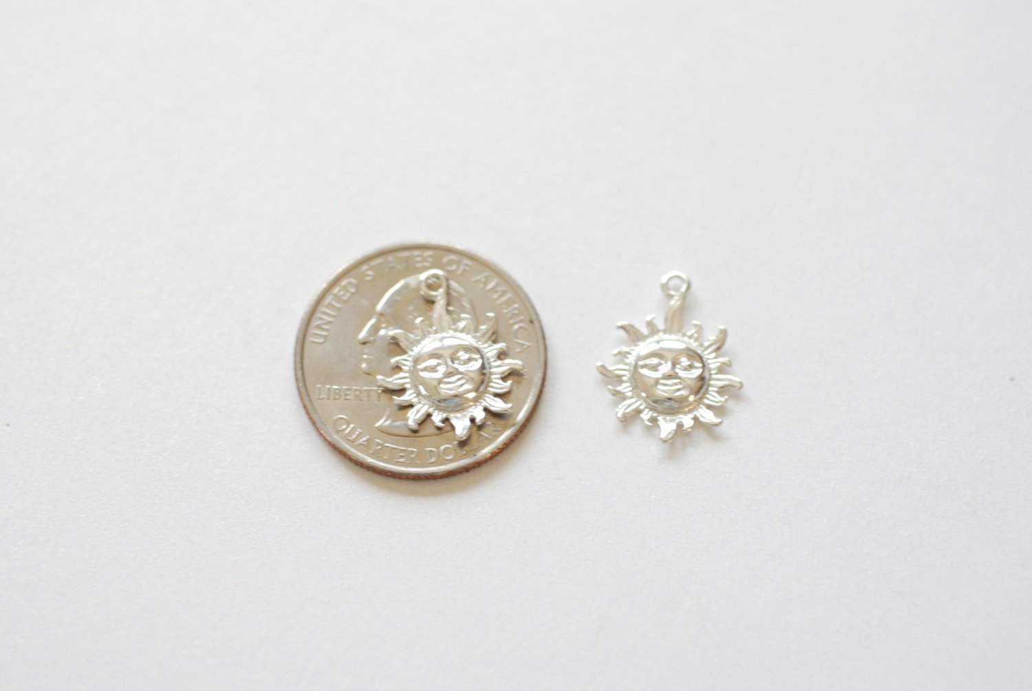 Sterling Silver Sunshine Charm - 925 Sterling Silver Charm, Sun with rays pendant, Silver Sun Charm, Sterling Silver Sun Pendant, 159 - HarperCrown