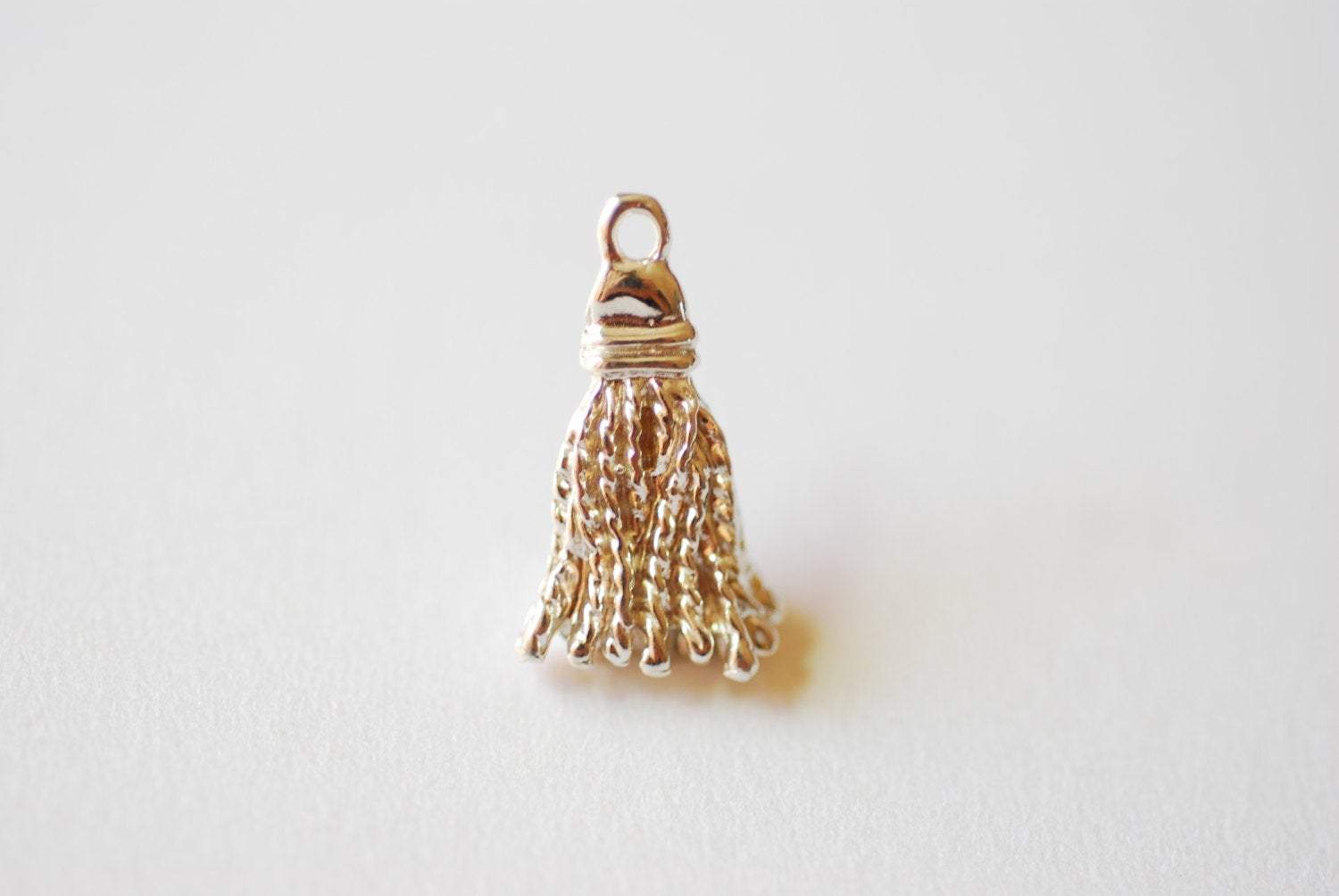 Sterling Silver Tassel Charm Pendant- 925 Silver Tassel Charm, Tassel shaped charm, Sterling Silver Triangle Charm, Wholesale Beads, Bulk - HarperCrown