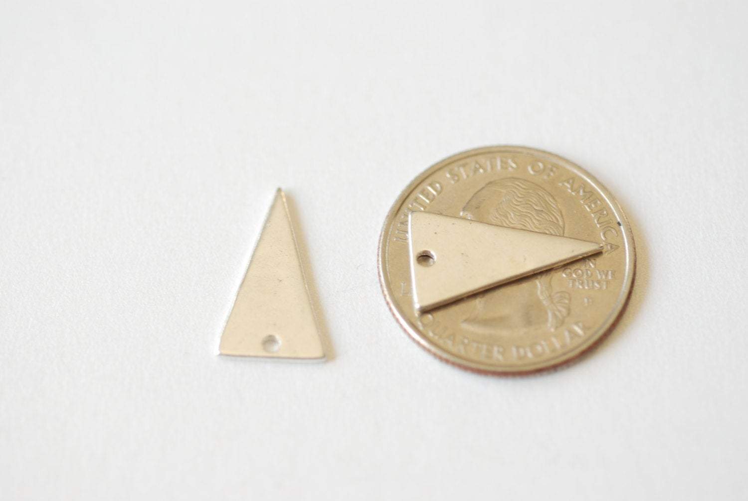 Sterling Silver Triangle Charm - 925 Silver, blank geometrical triangle pendant, Silver Triangle, Silver Arrow Charm, Wholesale beads - HarperCrown