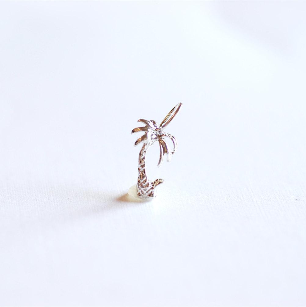 Sterling Silver Tropical Palm Tree Charm Pendant- 925 Sterling Silver Tree, Silver Coconut Tree, Silver Pine Tree Charm, Hawaiian, 273 - HarperCrown