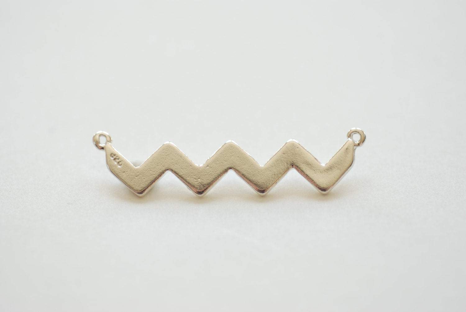 Sterling Silver Wavy Bar Connector Charm- 925 Silver Multiple Triangle Pendant- Silver Chevron Charm, Silver Triangle Charm, Silver Bar Link - HarperCrown