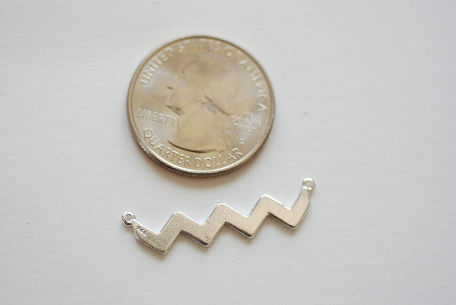 Sterling Silver Wavy Bar Connector Charm- 925 Silver Multiple Triangle Pendant- Silver Chevron Charm, Silver Triangle Charm, Silver Bar Link - HarperCrown