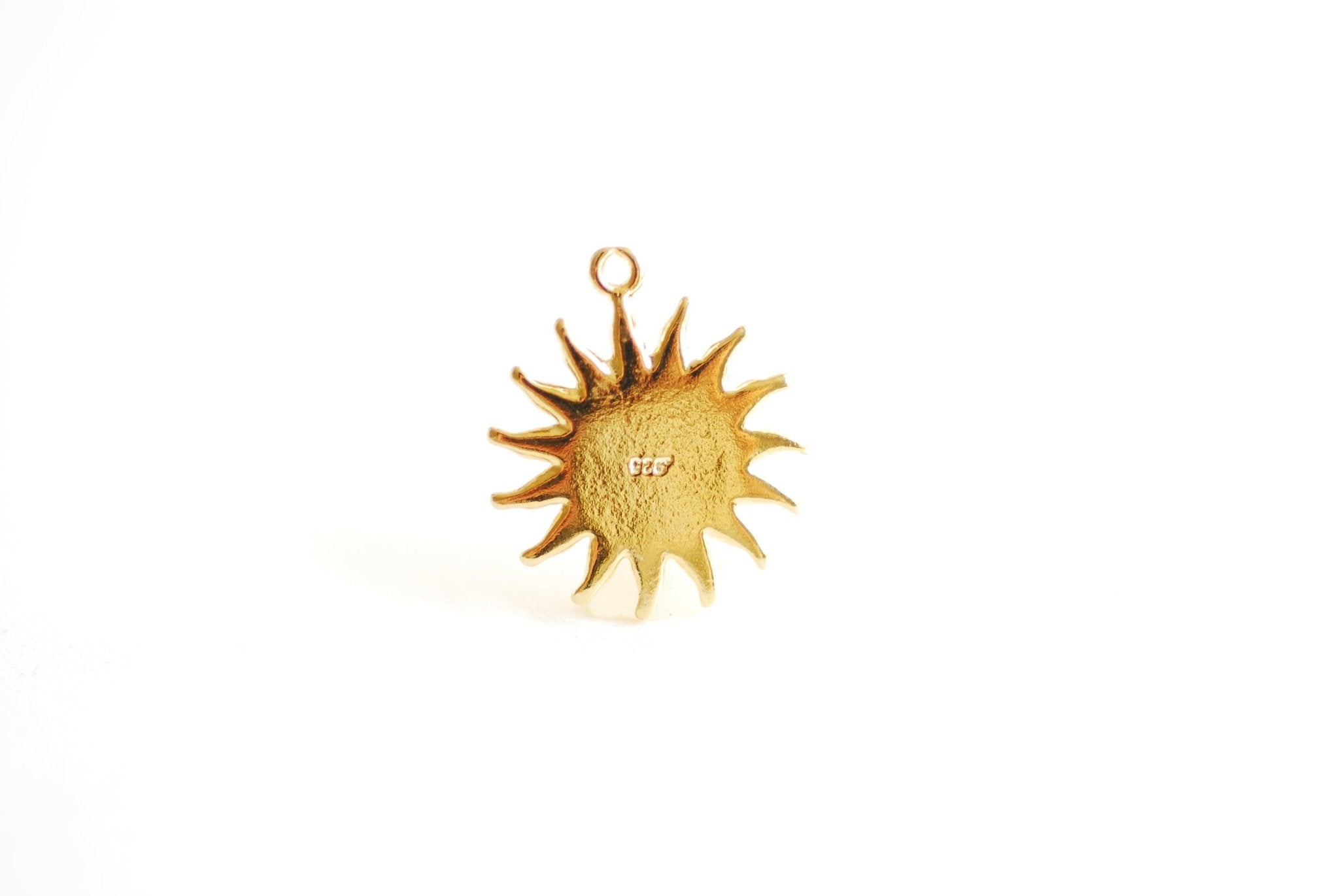 Sun and Moon Charm- Vermeil 18k Gold plated over 925 Sterling Silver, Crescent Moon, Sunshine, Sun rays, Half Moon, Celestial Charm, 475 - HarperCrown