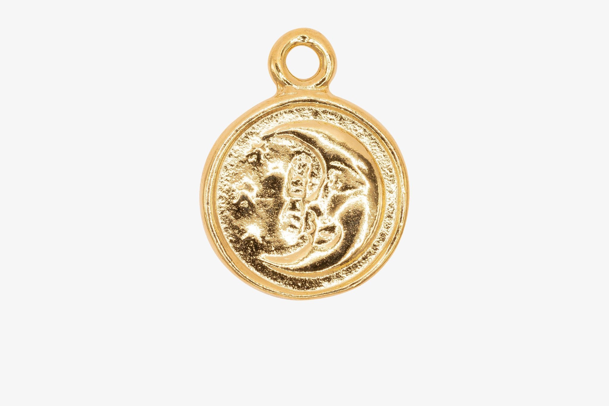 Sun and Moon Face Charm Wholesale 14K Gold, Solid 14K Gold, G155 - HarperCrown