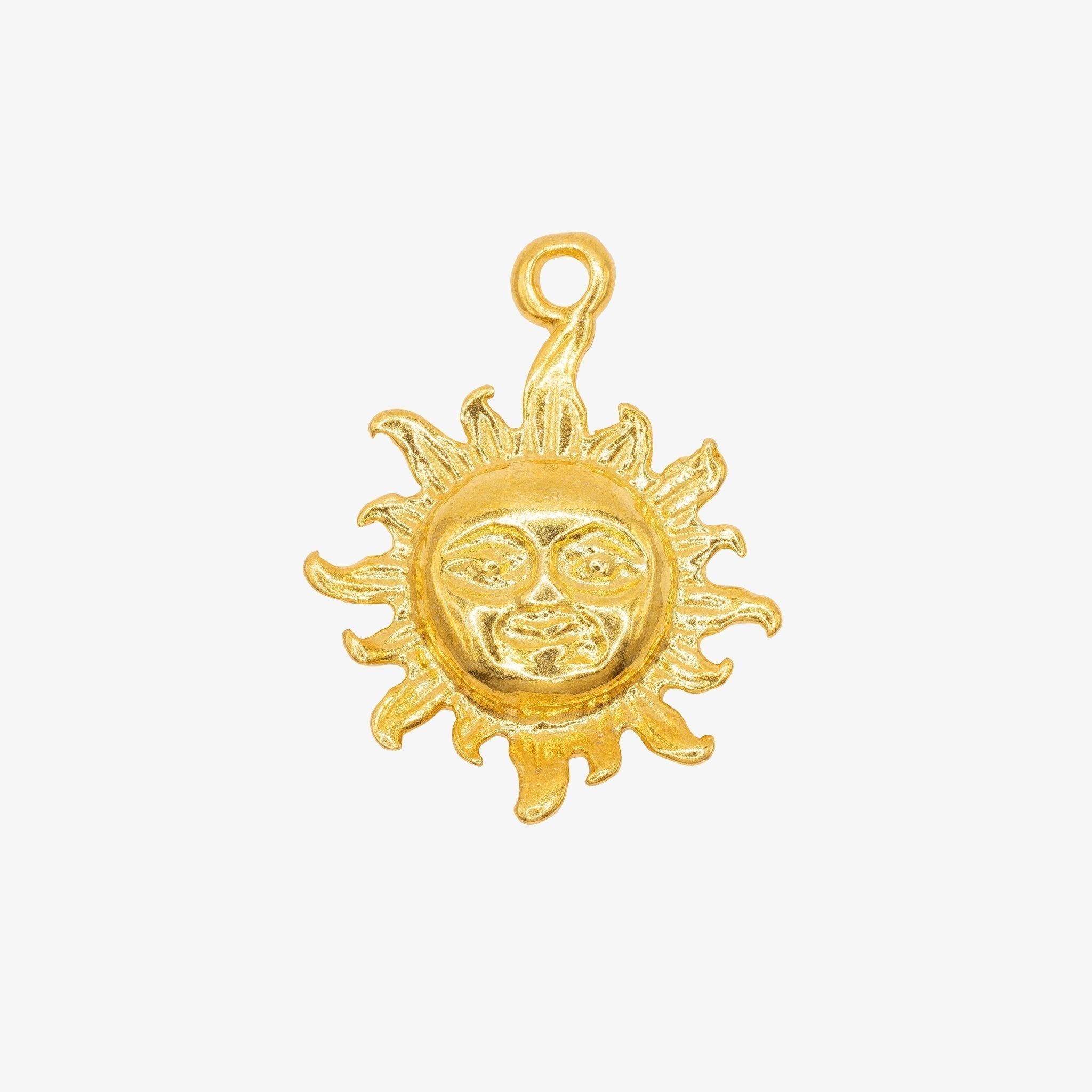 Sun Face Charm 14K Gold - HarperCrown