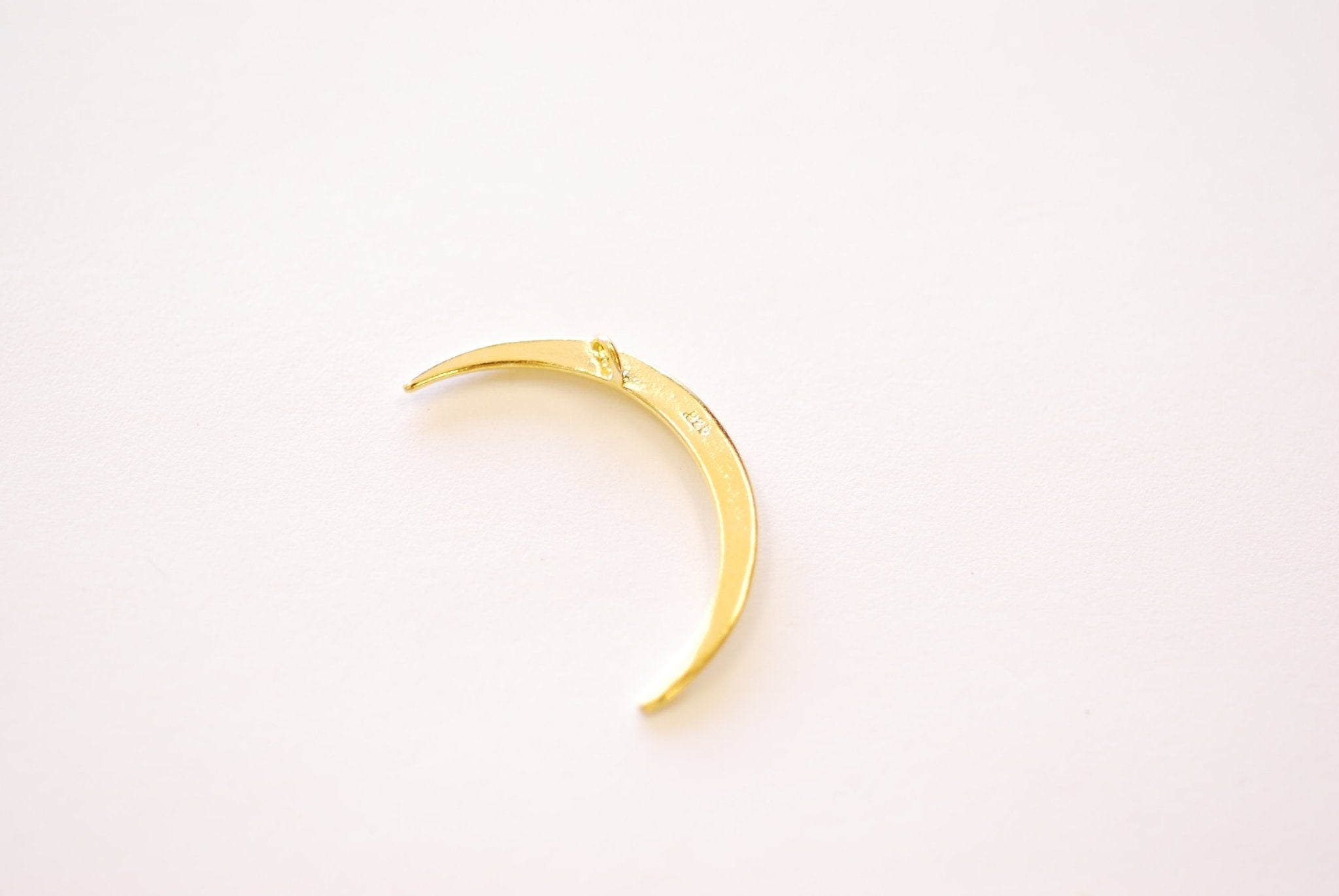 Thin Slender Moon Pendant Charm - Vermeil 18k gold plated 925 sterling silver, Gold or silver Half moon Waning Moon Crescent Moon - HarperCrown